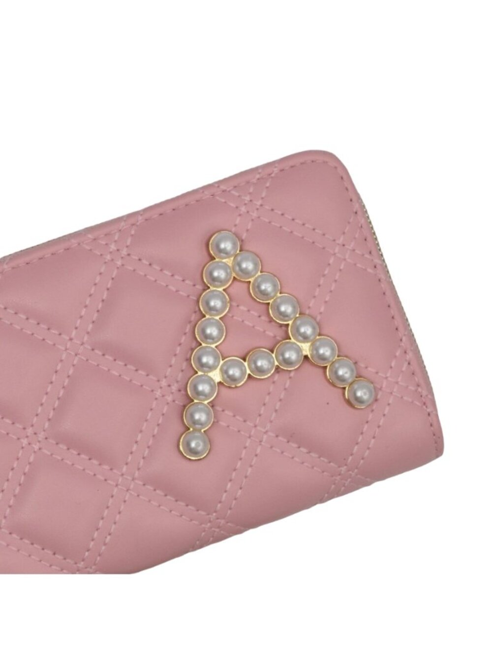 Claires Wristlet Initial A in Pearls Blush Pink Quilted - Picture 7 of 7